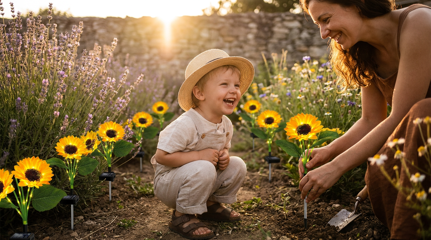 How do I install LED sunflower landscape lighting?