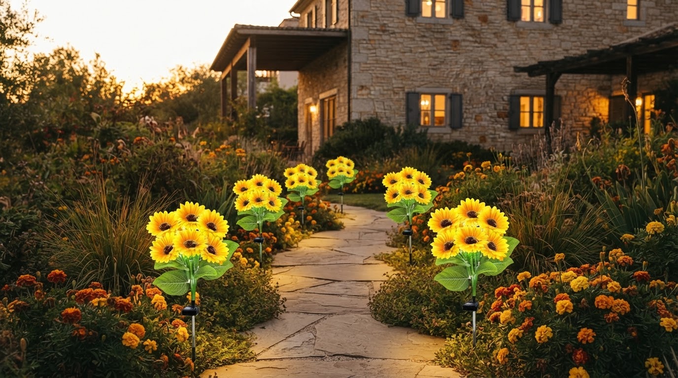 Sunflower Solar Lights for LED Path Lighting