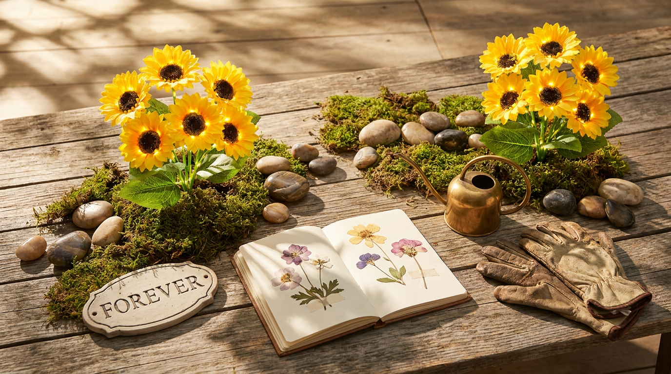 Sunflower Solar Lights for Memorial Garden Tributes