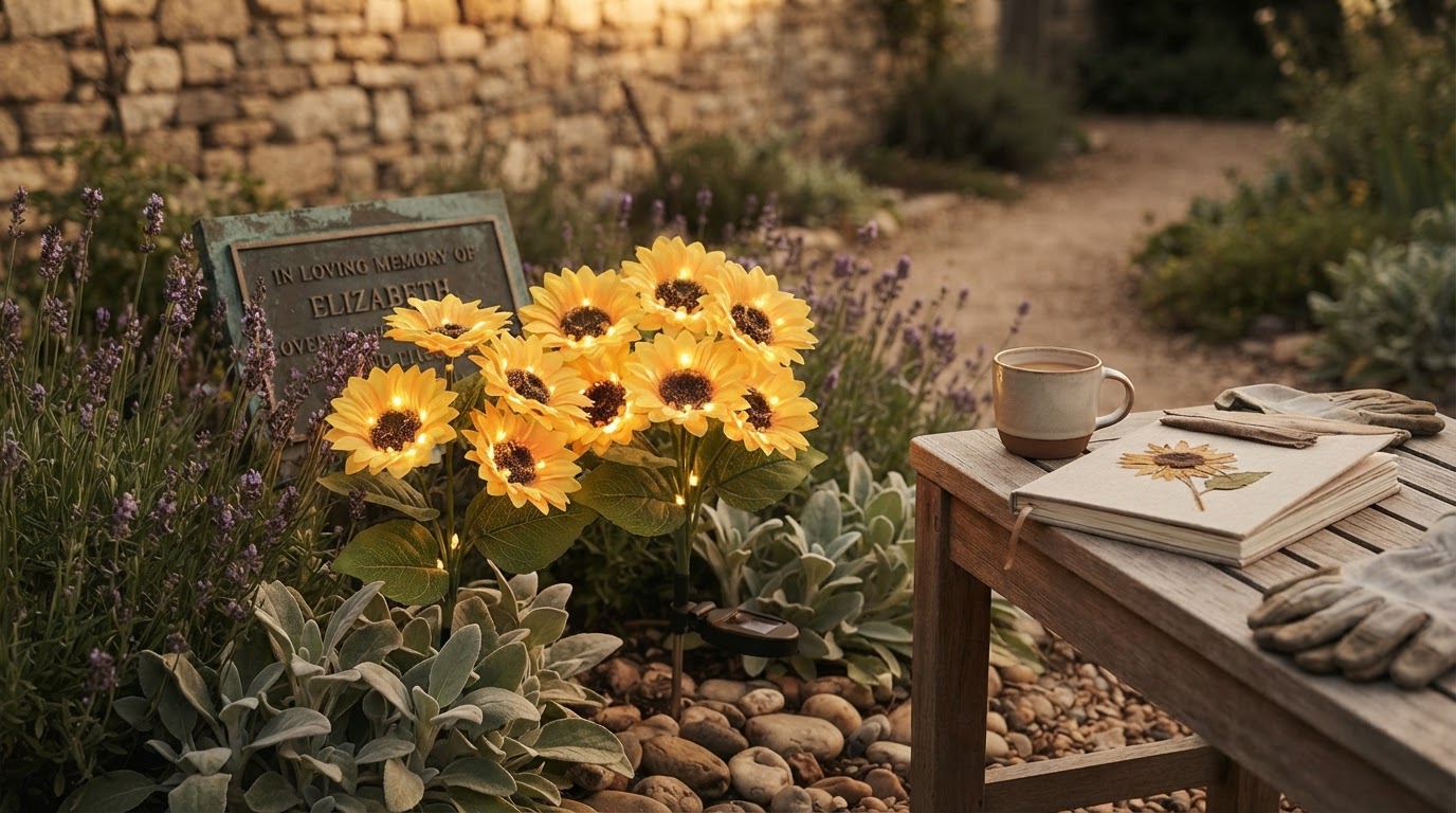 Sunflower Solar Lights for Memorial Garden Tributes
