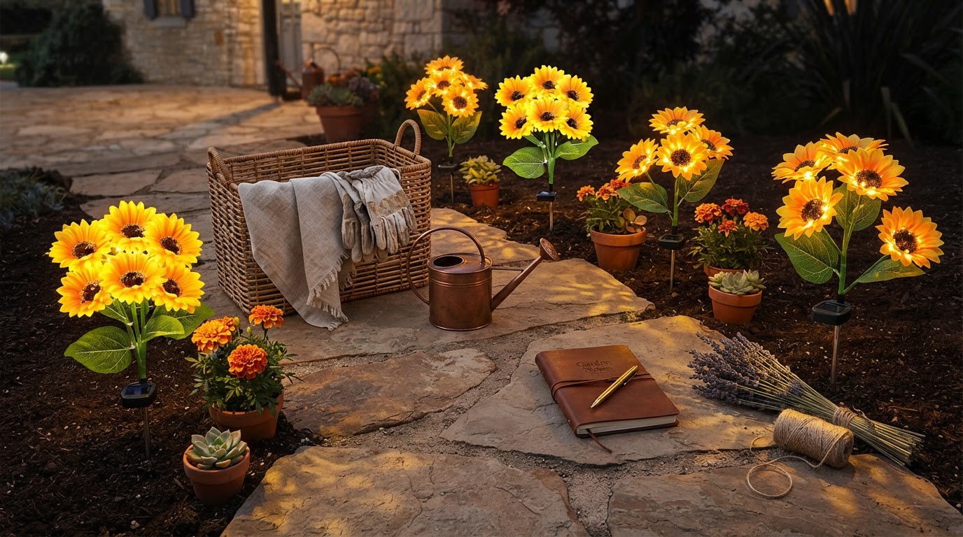 Sunflower Solar Lights for Defined Landscape Pathways