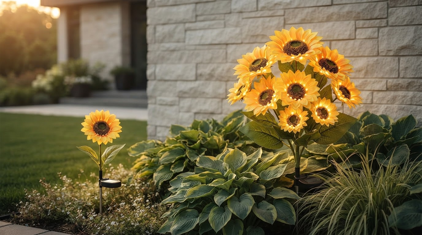 Sunflower Solar Lights Sizing for Large Head Coverage