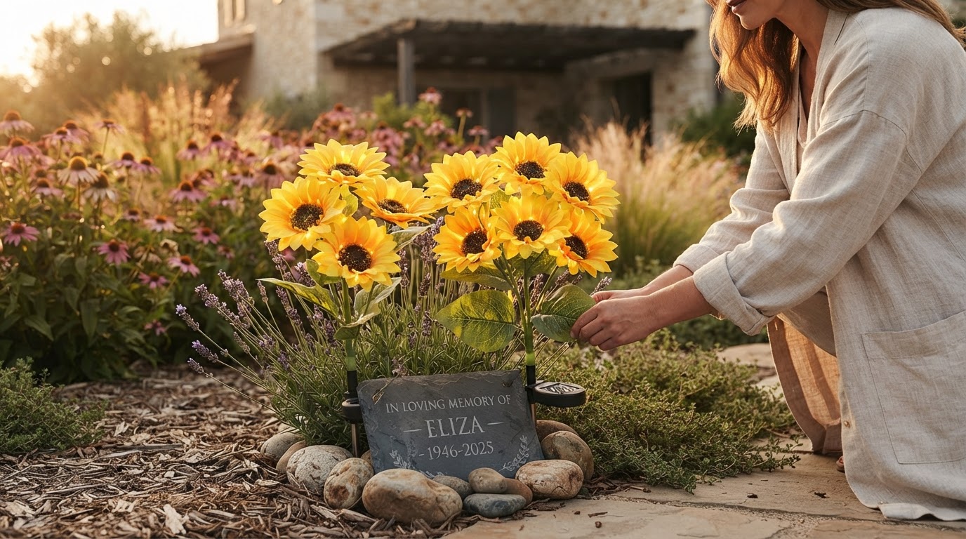 Sunflower Solar Lights for Memorial Garden Tributes