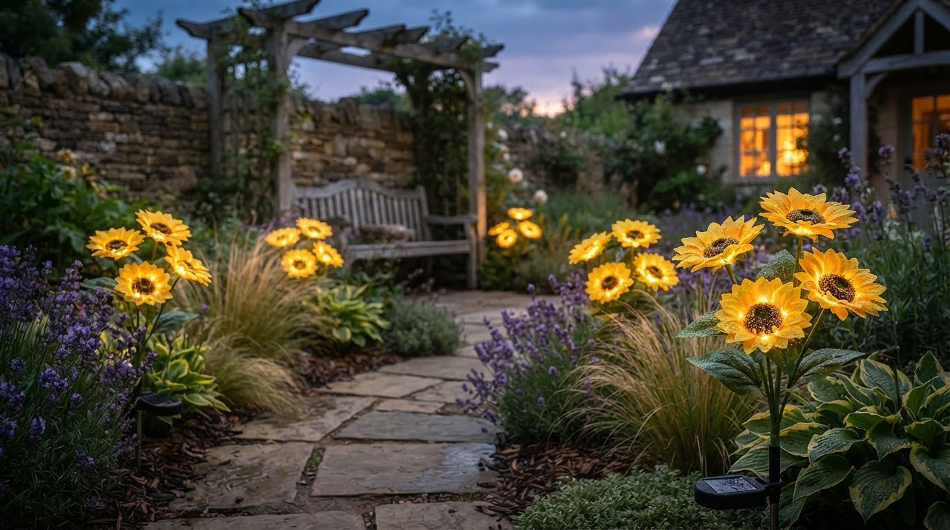 Sunflower Solar Lights Review: Elegant Waterproof Garden Illumination