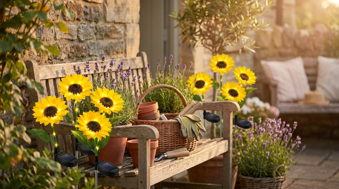 Sunflower Solar Lights for Summer Garden Decor