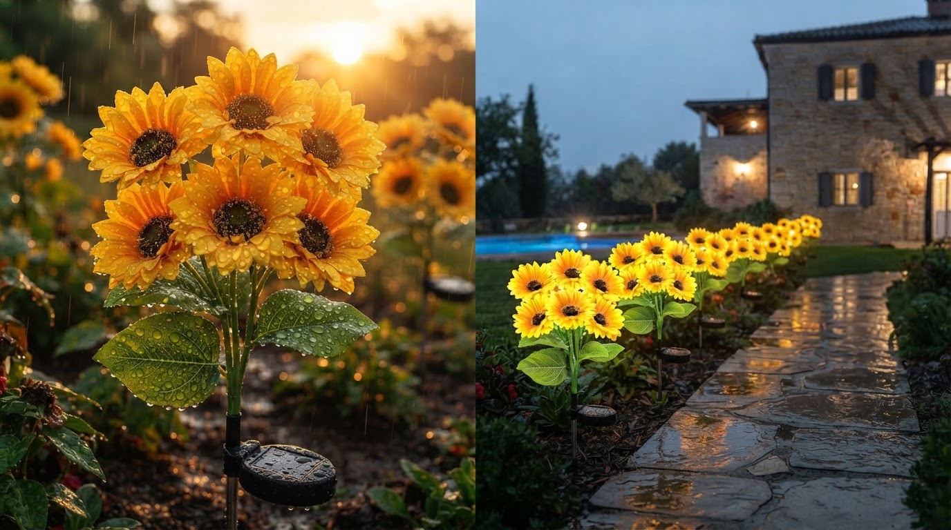 Sunflower Solar Lights Waterproof Reliability Check