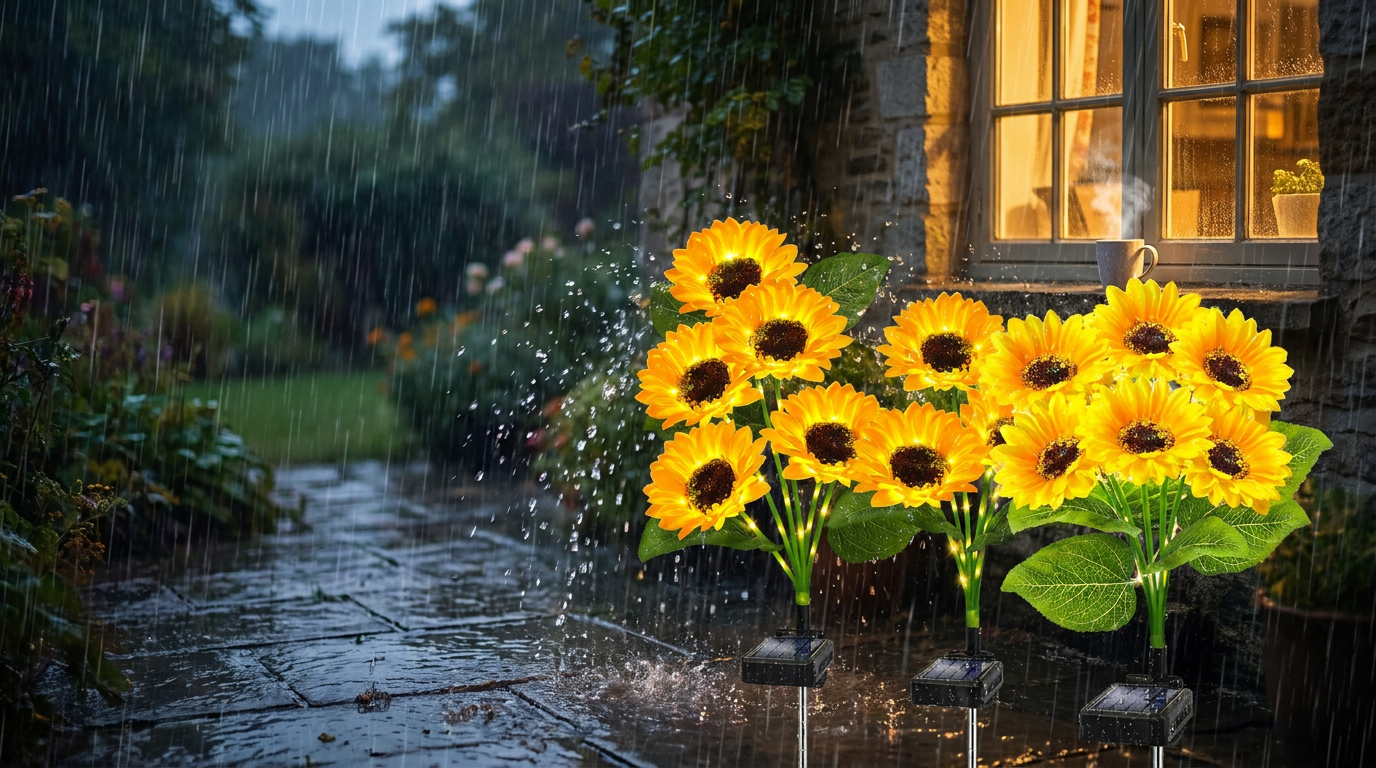 Are Sunflower Solar Lights durable enough for heavy rain?