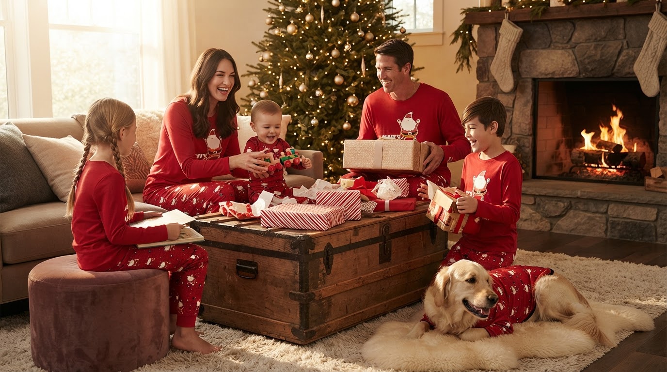 Staging Photos with Christmas Family Matching Pajama Set