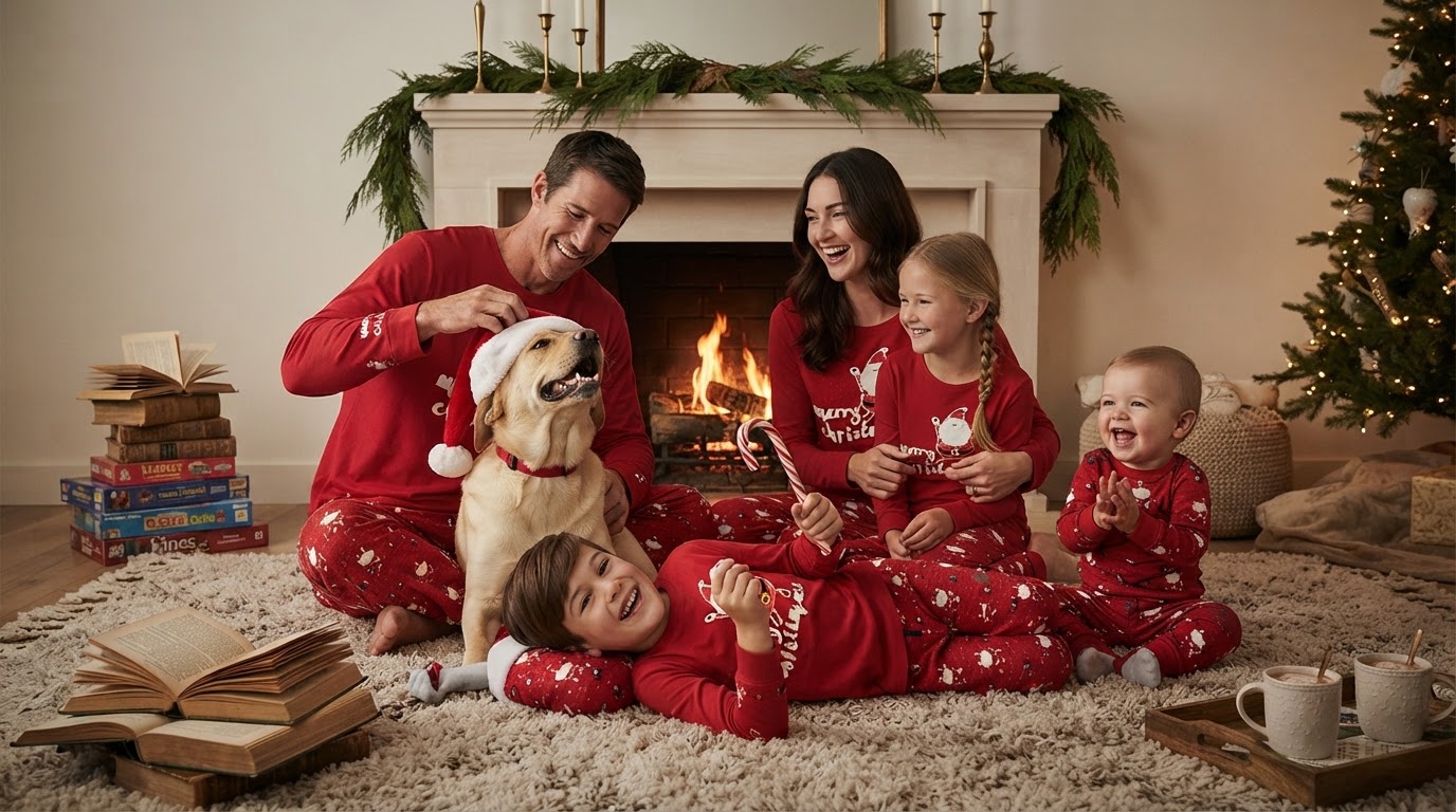 Humorous Visual Cues in Christmas Family Matching Pajama Set