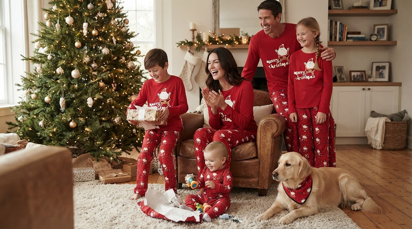 How to coordinate sibling Christmas outfits sleepwear?