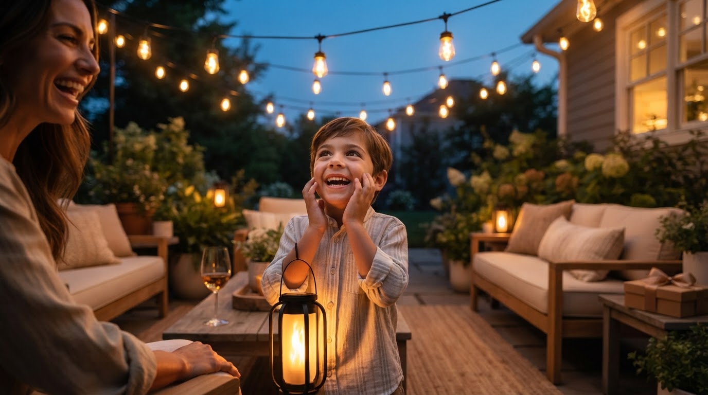 How to create patio ambiance with SolarFlame String Lights?