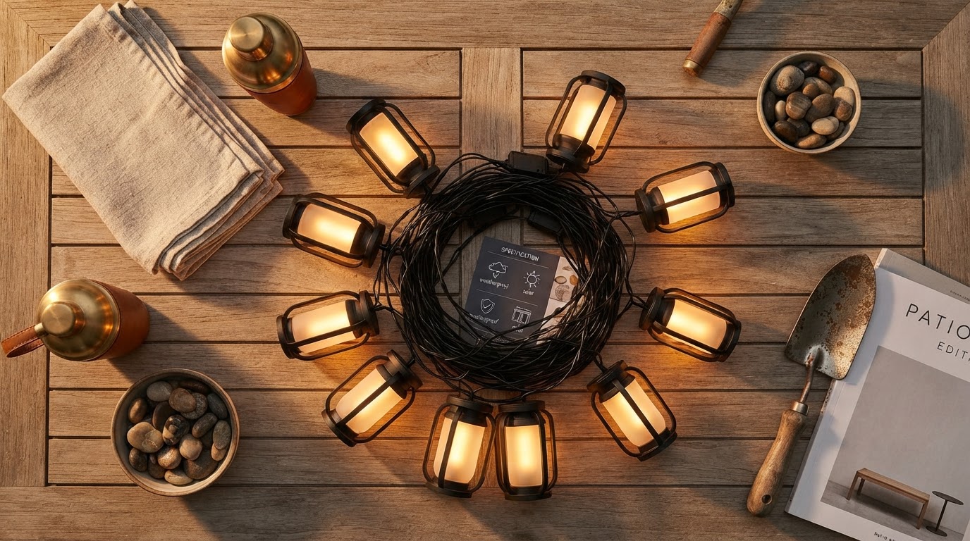 SolarFlame String Lights for Weatherproof Patio Design