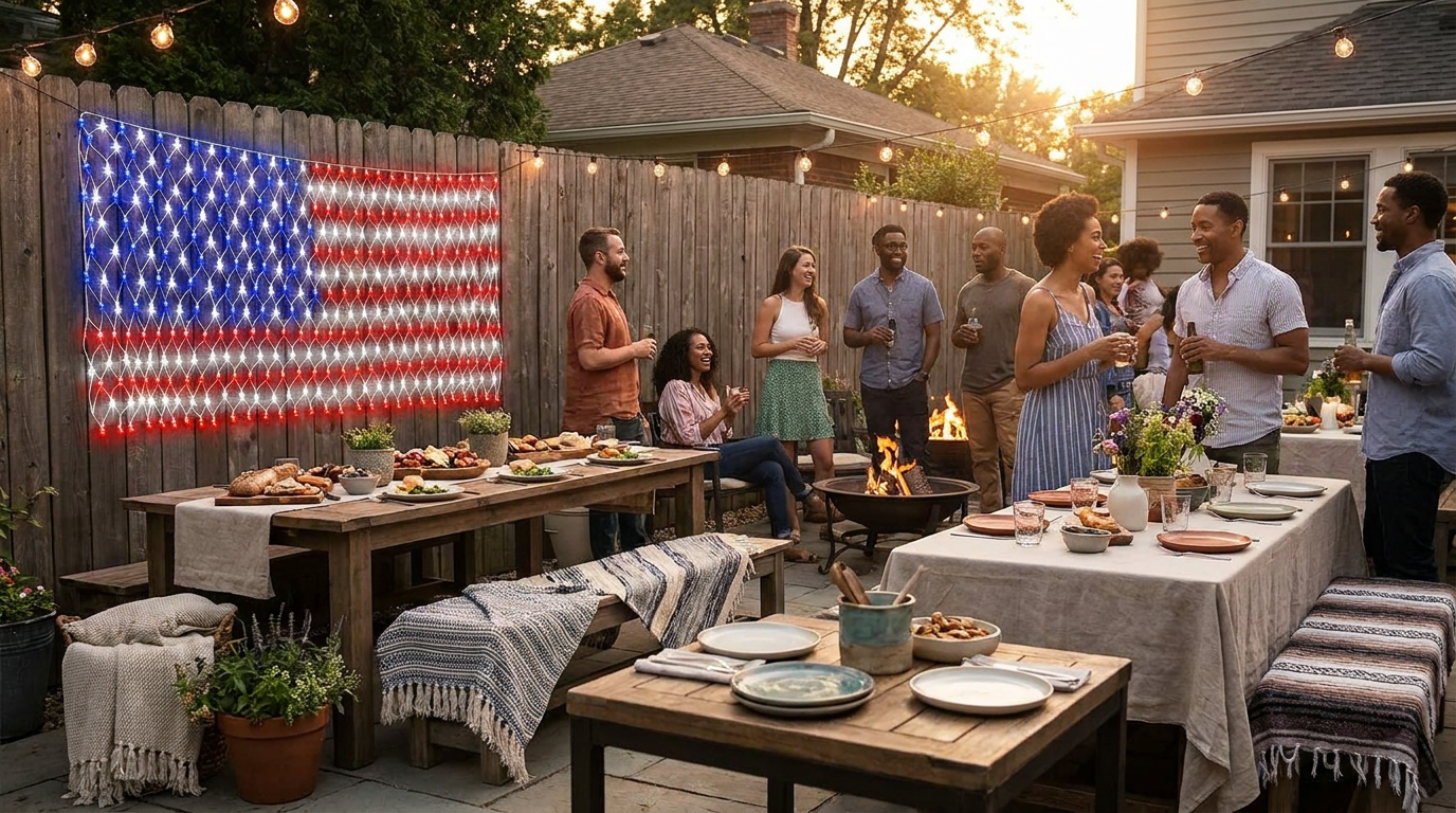 American Flag Net Lights Elevate Summer Block Parties