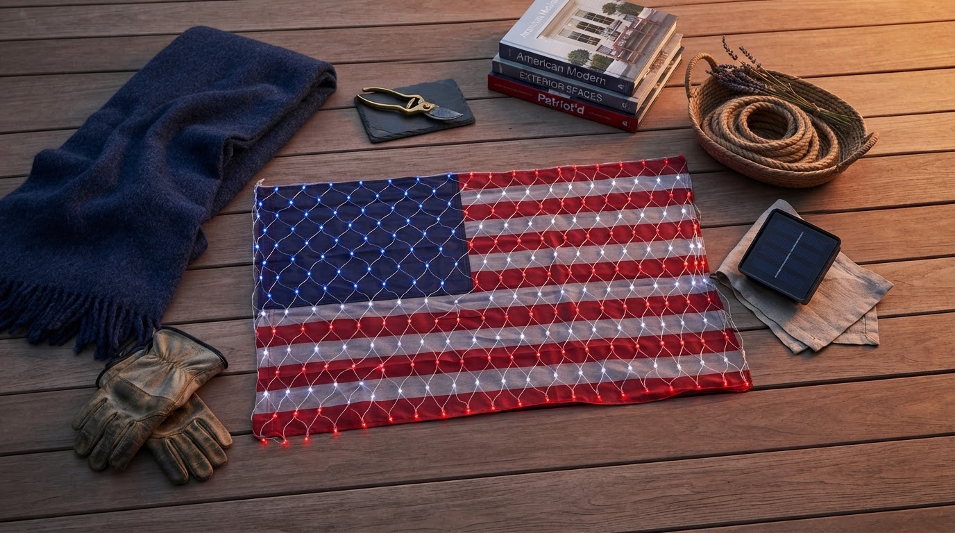 Enhancing Curb Appeal with American Flag Net Lights