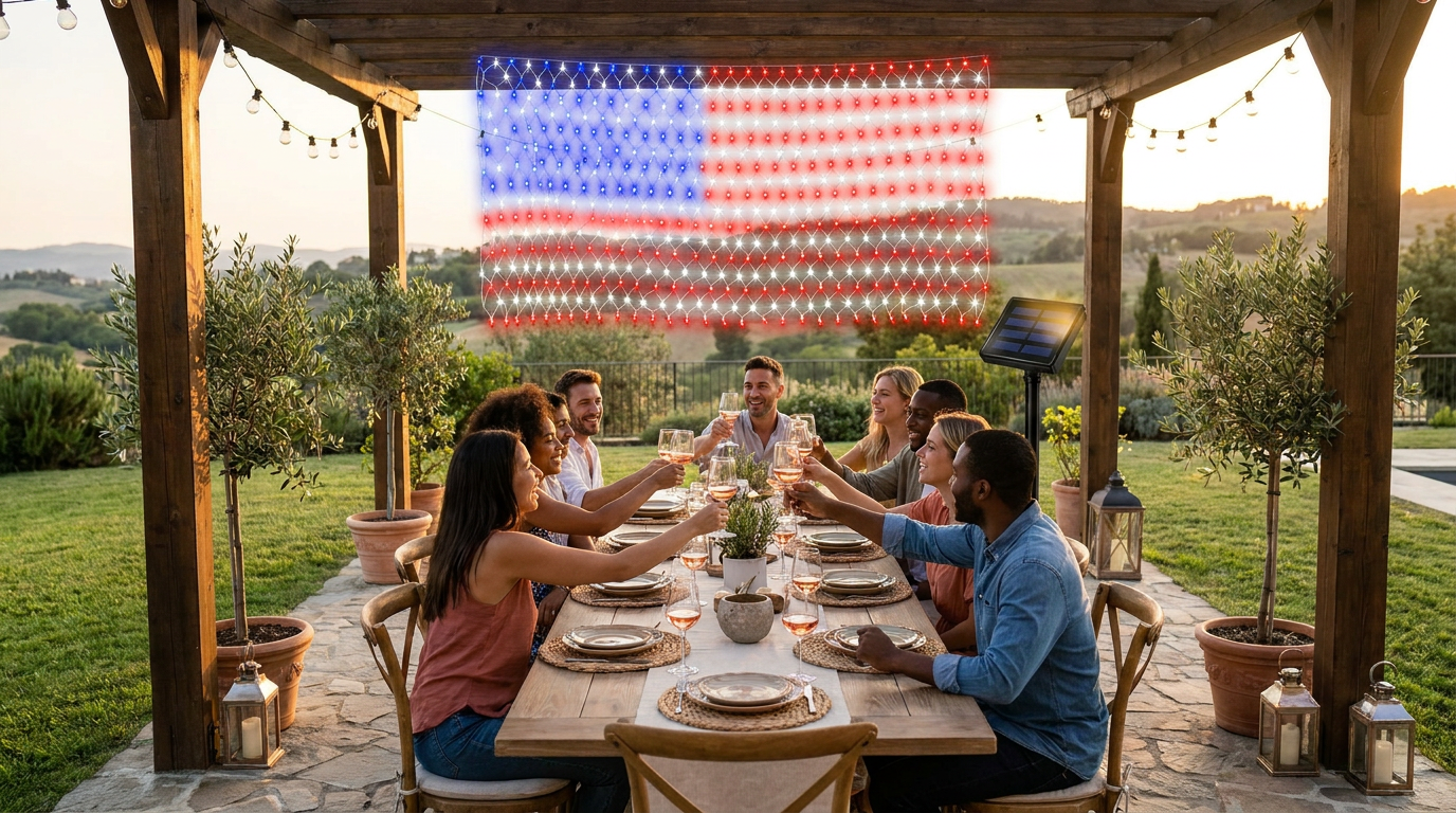 Data Challenges 8 Mode Lighting for American Flag Net Lights