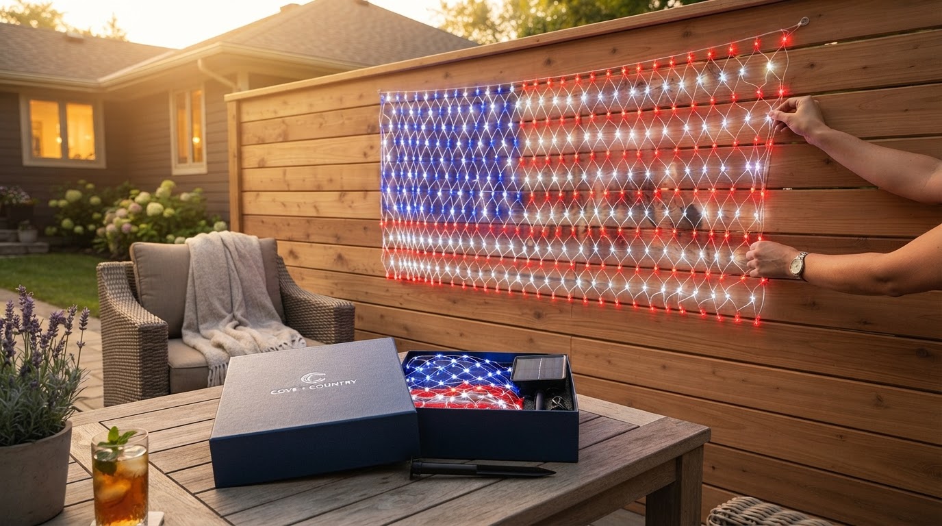 Hanging American Flag Lights Holiday Decoration Analysis