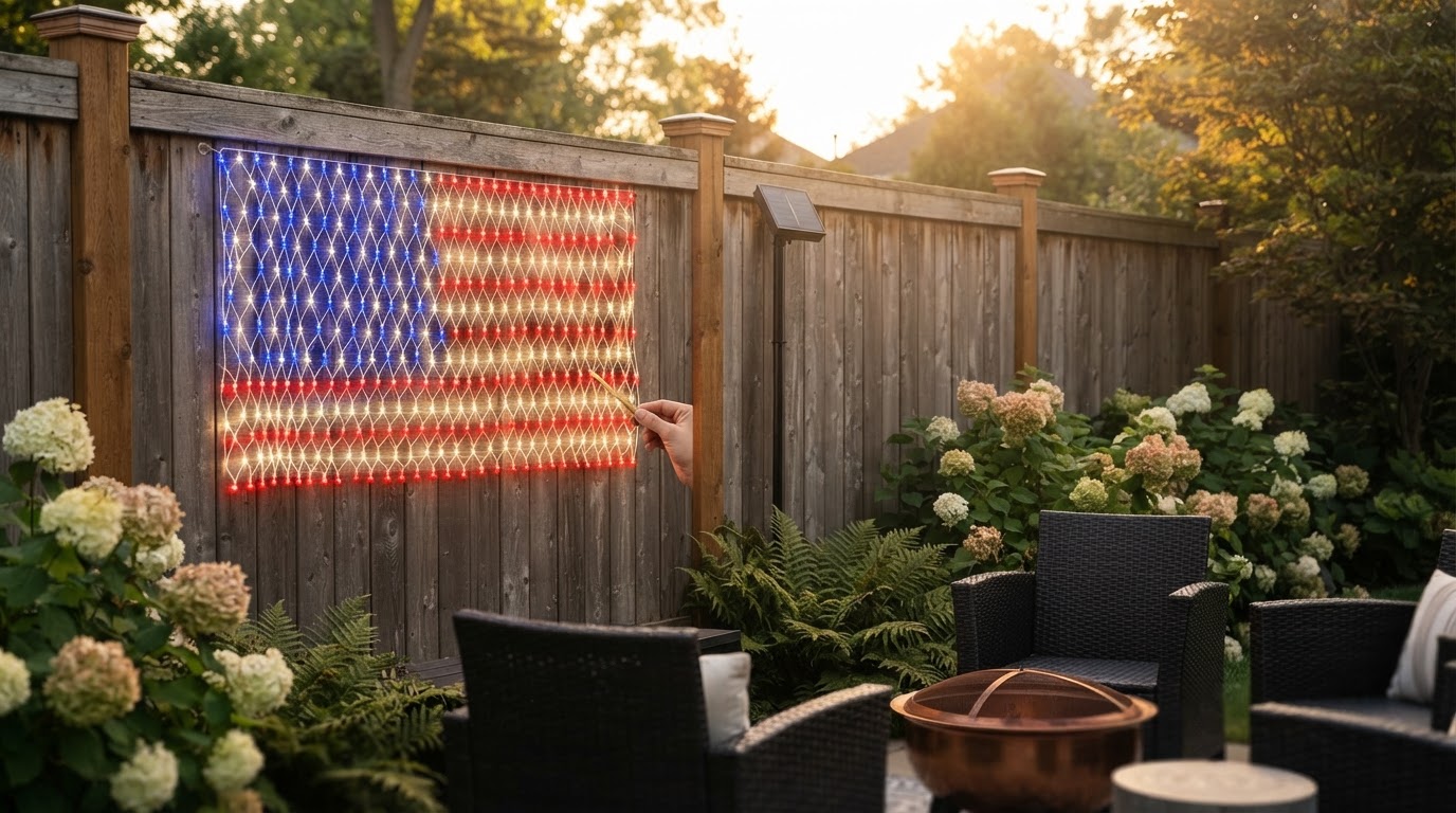 How to Hang American Flag Net Lights in Your Yard