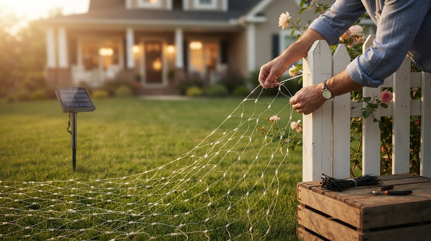 How to Hang Flag Net Lights on Your Lawn, Fence, or Window