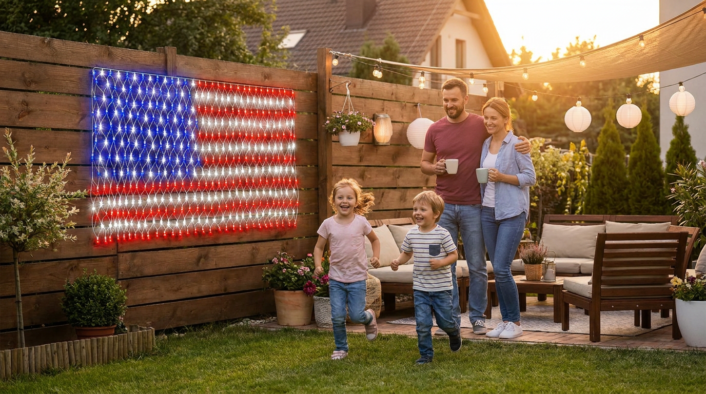 How do you install American Flag Net Lights?