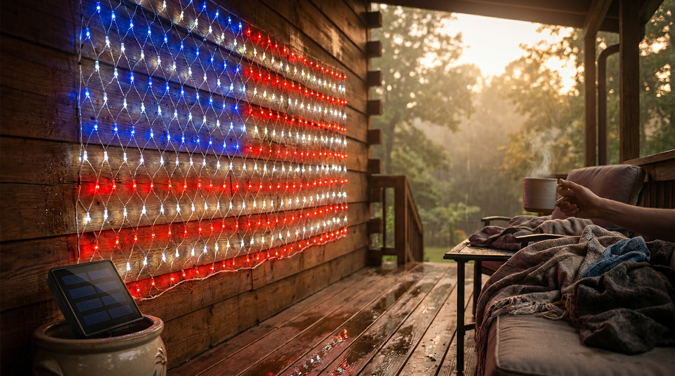 Can American Flag Net Lights Stay Outside in the Rain?