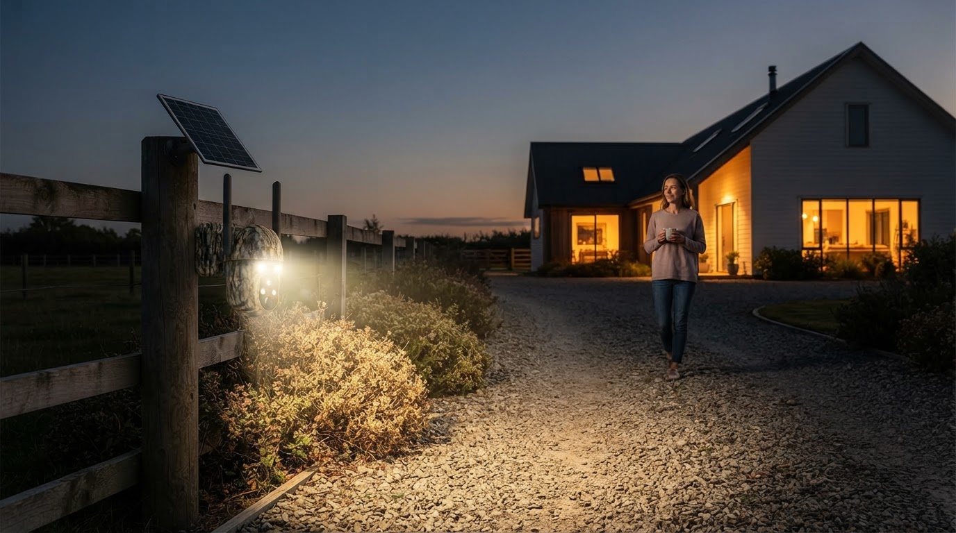 Why does Solar Watch Cam integrate floodlights and cameras?
