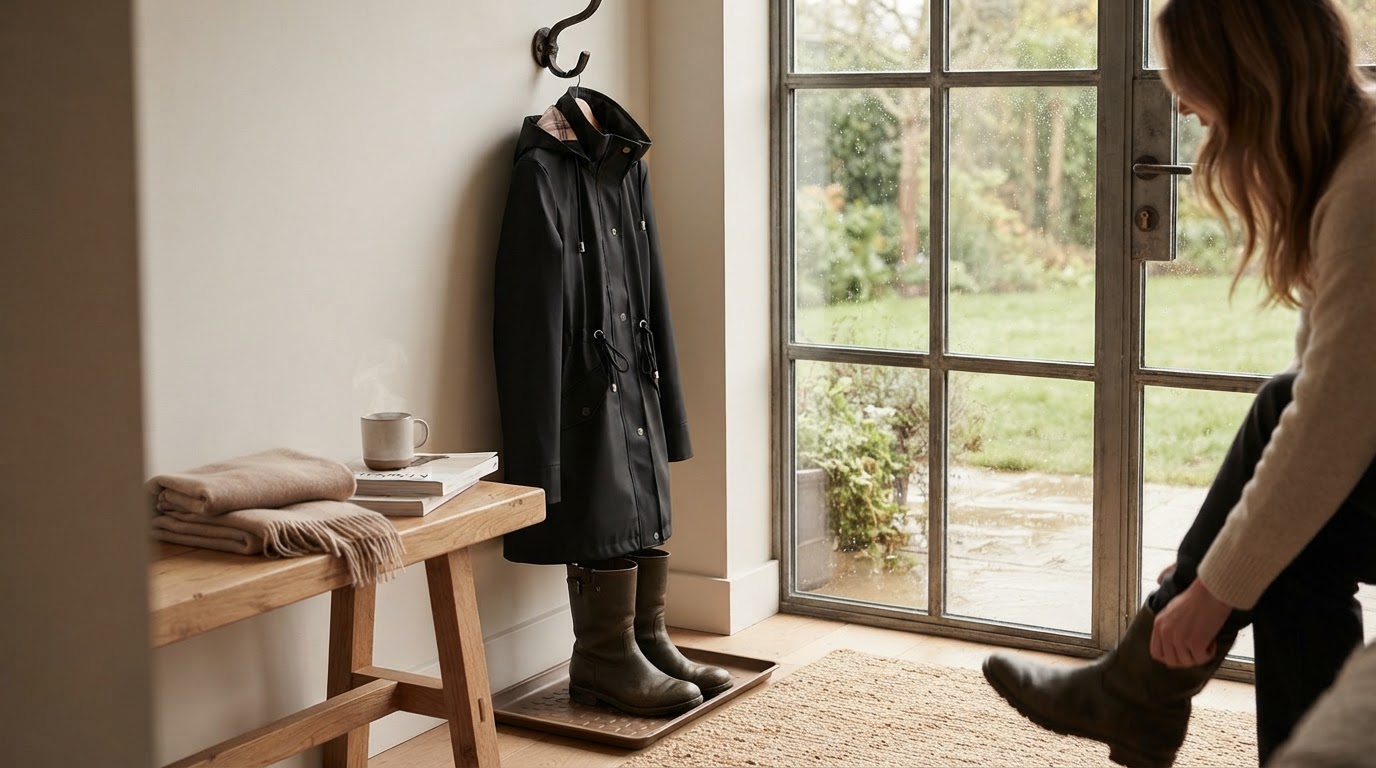 What defines a long waterproof hooded parka for women?