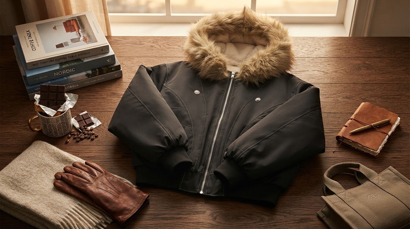 Selecting the Fur Lined Bomber Oversized Silhouette