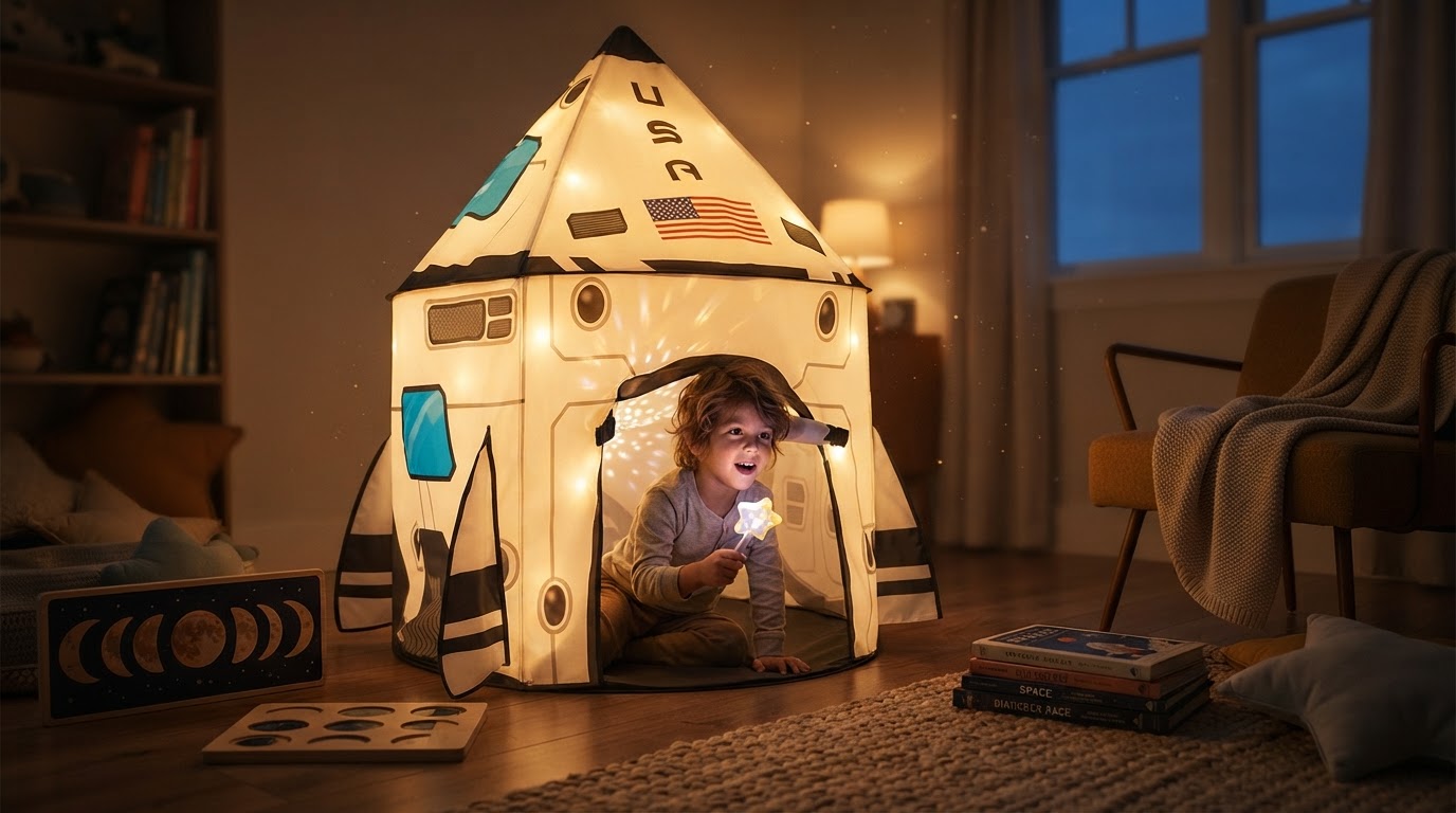 What defines a quality glowing rocket ship play tent?