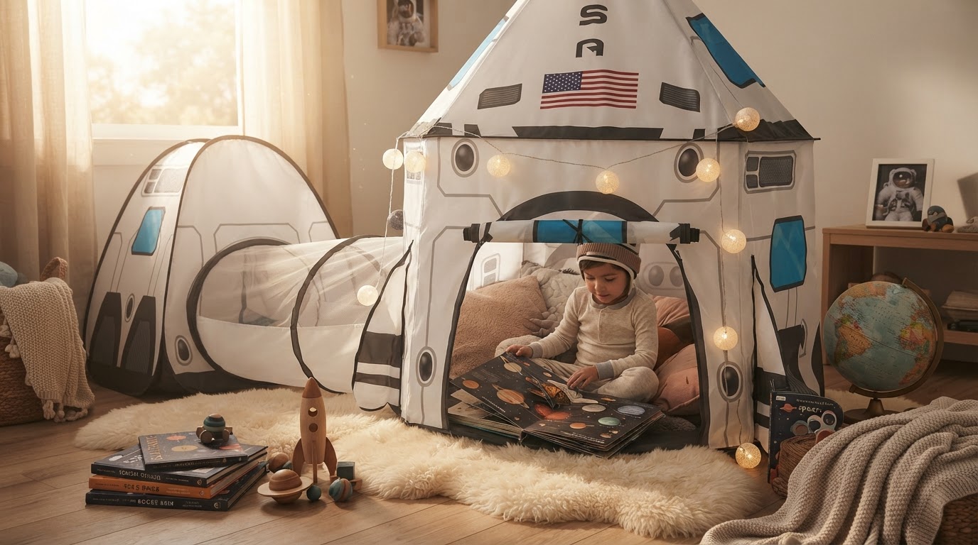 How does a Rocket Ship Tent improve preschool reading?