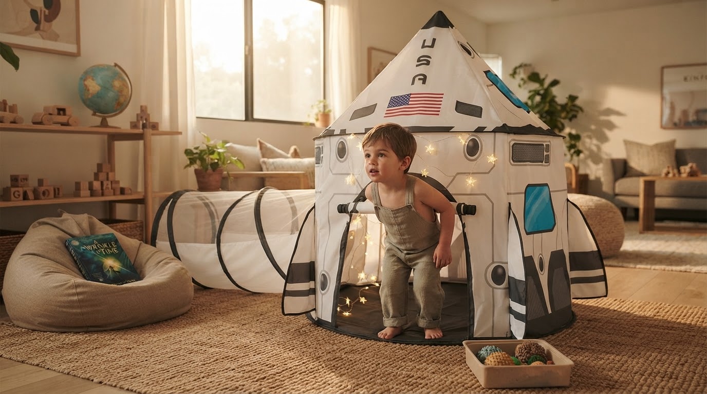 Why is the Rocket Ship Tent effective for sensory play?