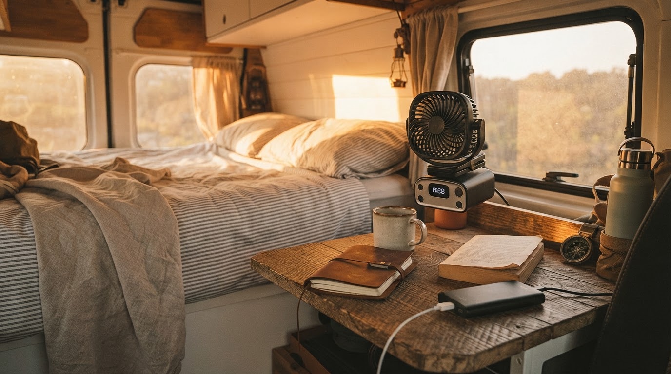 Optimizing Airflow with a Car Clip-On Fan in Camper Vans