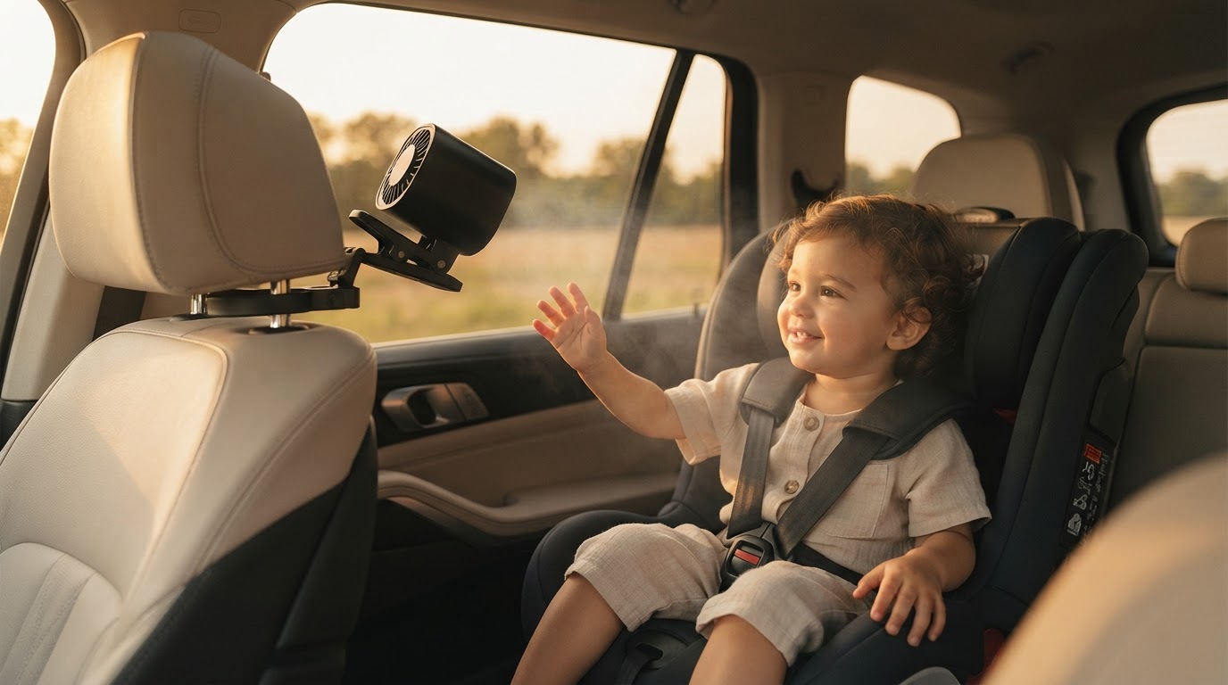 5-Step Setup for a Car Clip-On Fan Headrest Mount