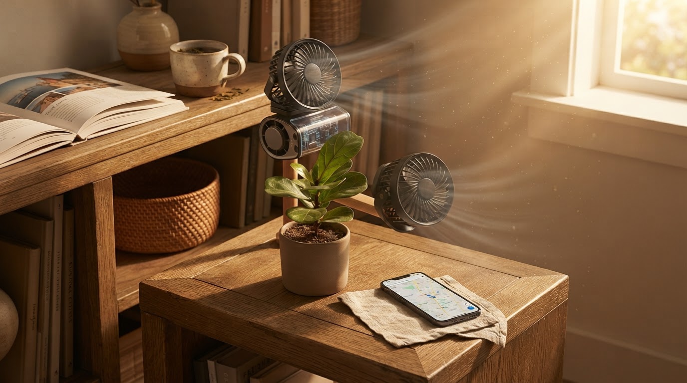 How does a dual head Car Clip-On Fan improve airflow?