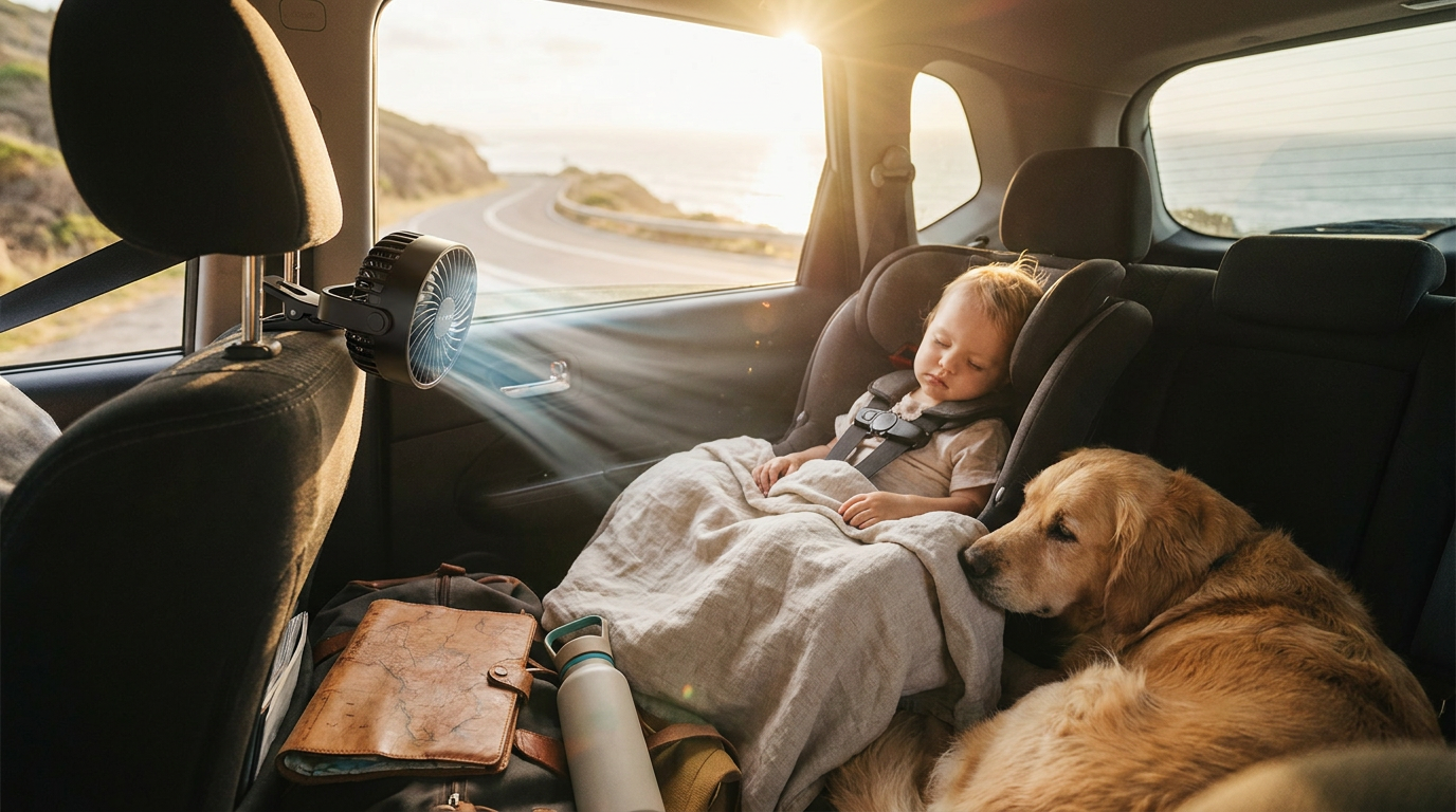 Why choose a rechargeable Car Clip-On Fan for long trips?