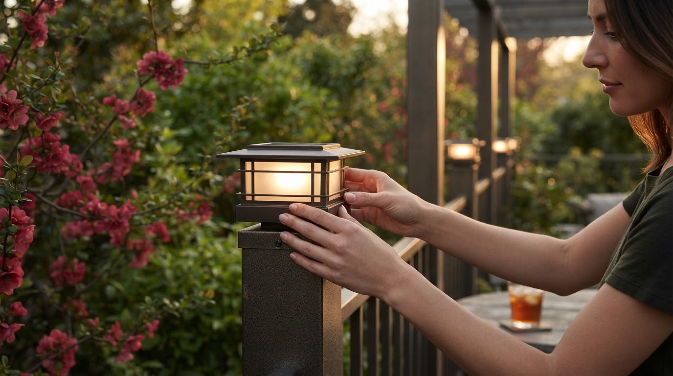 How do I install aluminum Solar Post Cap Lights on metal?