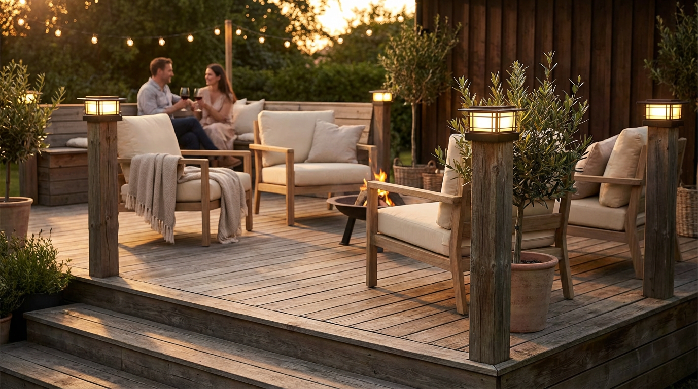 Creating Deck Ambiance with Solar Post Cap Lights