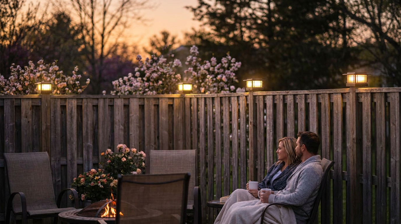 How do Solar Post Cap Lights work on standard fences?