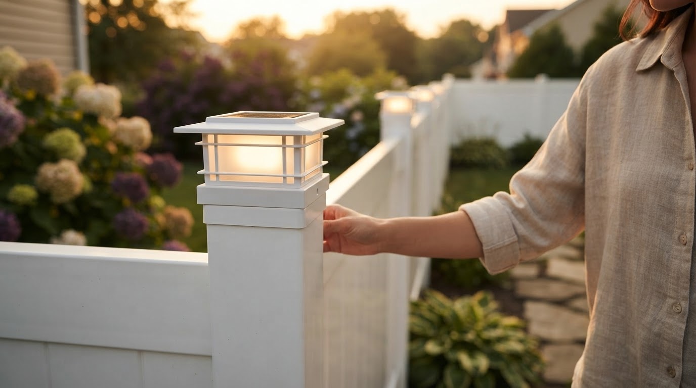 How do Solar Post Cap Lights fit on vinyl fences?