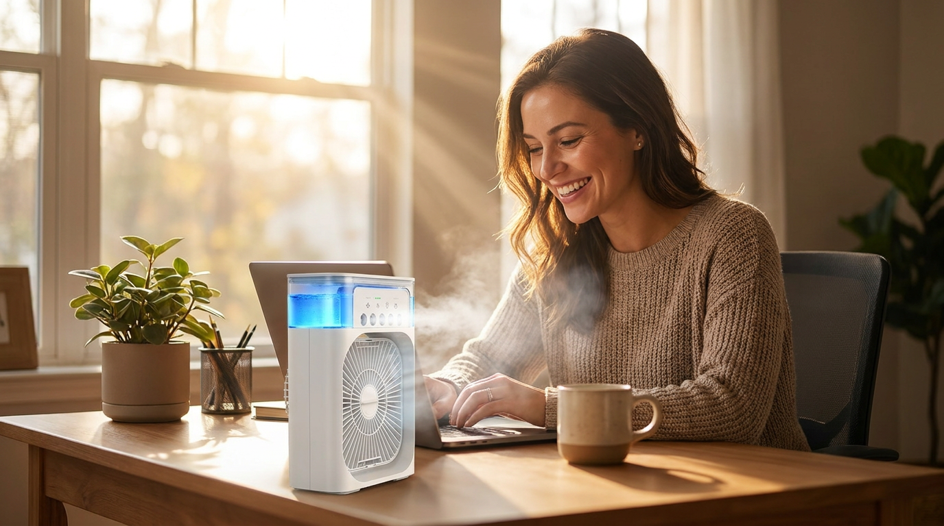 How do I set up a 3-In-1 Air Cooler for an office desk?
