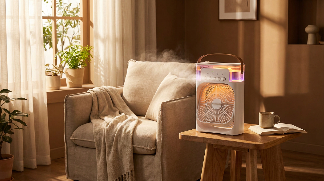 3-In-1 Air Cooler Integrates 7-Color LED Mood Lighting