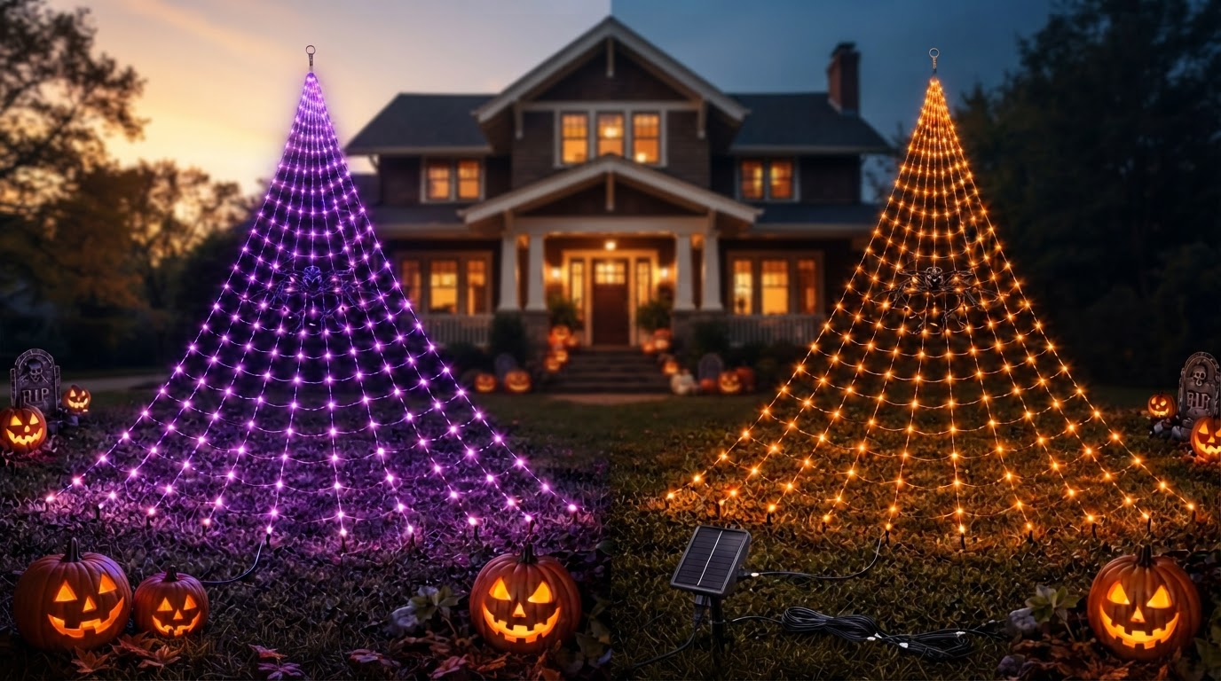 Solar Spider Web Outdoor Decor Comparison