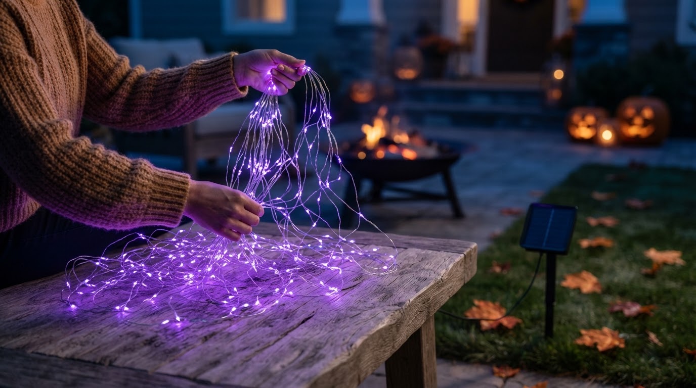 Do purple Solar Spider Web lights stay bright all night?