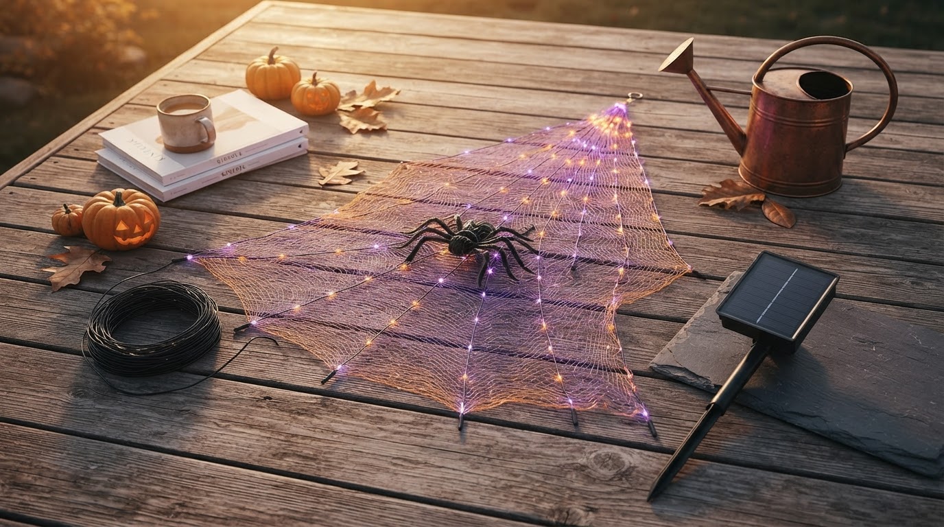 Solar Spider Web Deployment for Seasonal Lighting