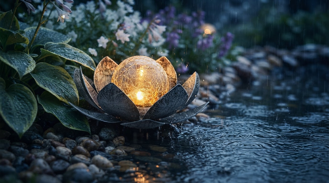 Do Solar Lotus Light Pond Fixtures Survive Rain?