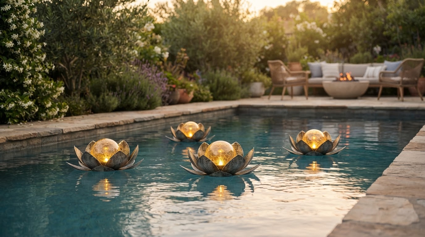 How do Solar Lotus Light floating LEDs work in pools?
