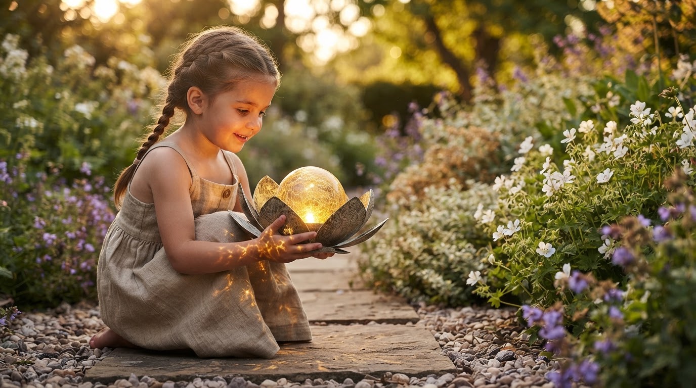 How do I set up a Solar Lotus Light in a garden?