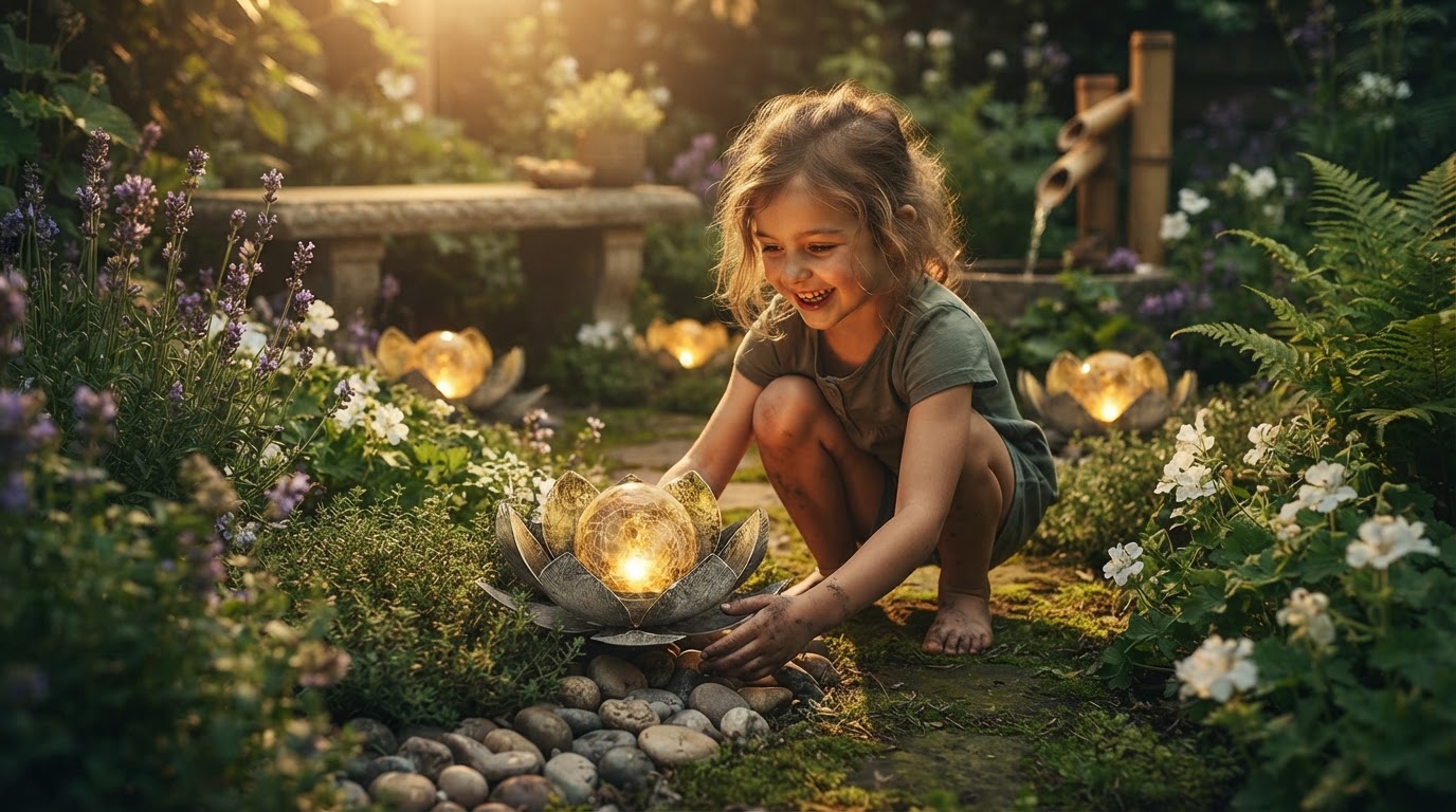 Solar Lotus Light Placement for Meditation Gardens