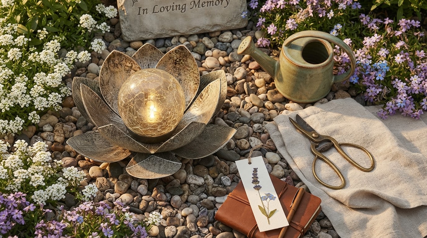 Memorial Garden Design Using Solar Lotus Light Fixtures