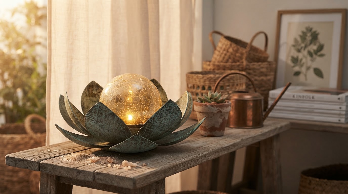 How does a metal Solar Lotus Light globe handle weathering?