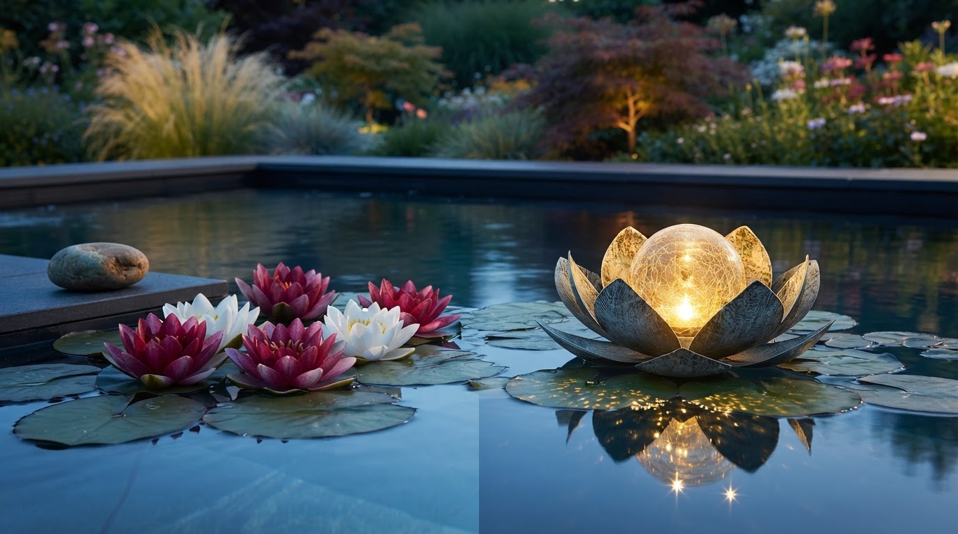 Solar Lotus Light Framework for Floating Pond Decor